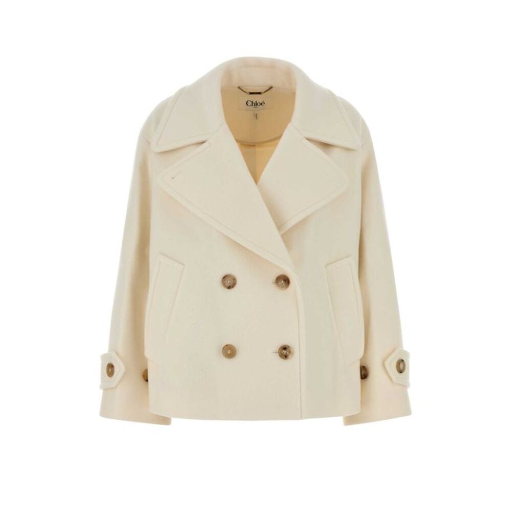 Chloe Women White Wool Blend Coat